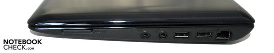 Справа: кардридер, звуковые порты, 2x USB 2.0, LAN