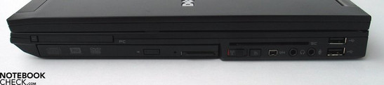 Правая панель: PCMCIA, DVD привод, SmartCard, Firewire, аудиопорты, 2 порта USB 2.0