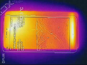 Распространение тепла при длительной нагрузке, лицевая сторона телефона