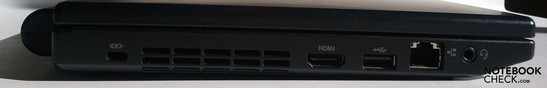 Слева: Kensington, 1x USB 2.0, RJ45 (LAN), 1x HDMI, аудио