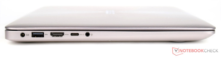 Слева: коннектор питания, USB 3.0, HDMI, USB 3.1 Type-C, аудиовыход