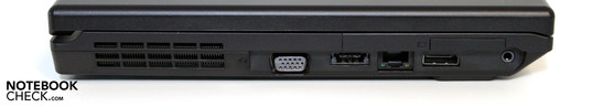 Левая сторона: VGA, eSATA/USB, LAN, порт дисплея, аудио, Expresscard 34мм