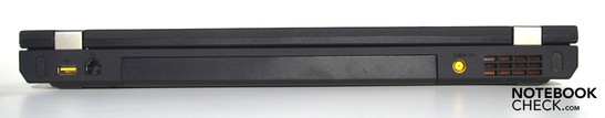Сзади: USB 2.0 (запитваемый), RJ-11 (модем, батарея, вход DC, вентилятор