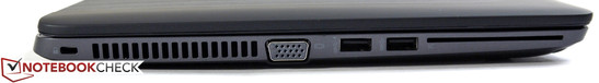 Слева: Kensington, VGA, 2 порта USB 3.0, SmartCard
