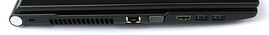 Слева: Kensington, LAN, VGA, HDMI, 2x USB 3.0