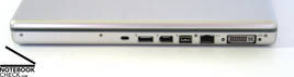 Вид справа: Kensington Lock, USB 2.0, FireWire 400, FireWire 800, Gigabit-Ethernet, DVI (с поддержкой Dual DVI)