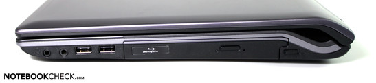 Справа: Аудио выход (S/PDIF), два USB 2.0, привод Blu-Ray дисков