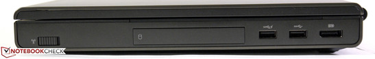 Справа: переключатель Wi-Fi, отсек EasyEject для жестких дисков, 2 порта USB 3.0, видеовыход DisplayPort