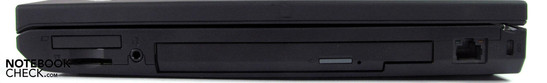 Справа: ExpressCard/34, Считыватель карт памяти, комбинированный разъем для микрофона и наушников, DVD привод, Ethernet, разъем для замка Кенсингтона