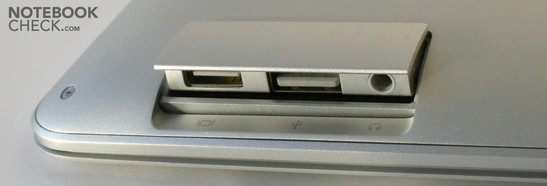 Правая сторона: мини-DVI, USB, наушникиe