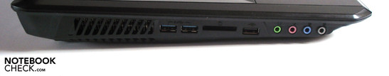 Слева: 2x USB 3.0, картридер, USB 2.0, 4x аудио