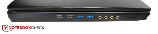 Слева: 4 порта USB 3.0, 4 аудиоразъема, SD-картридер