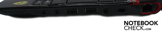 Справа: 5-в-1 кардридер, 2x аудио, 2x USB-2.0, DC-in, Kensington, RJ-45 ЛВС