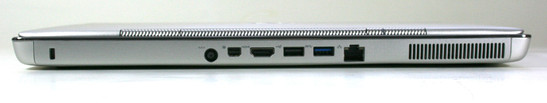 Сзади: Разъем для замка Кенсингтона, разъем для подключения питания, miniDisplayPort, HDMI, USB 2.0, USB 3.0, RJ-45