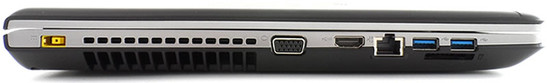 Слева: разъем питания, VGA, HDMI, Ethernet, 2 порта USB 3.0, SD-кардридер