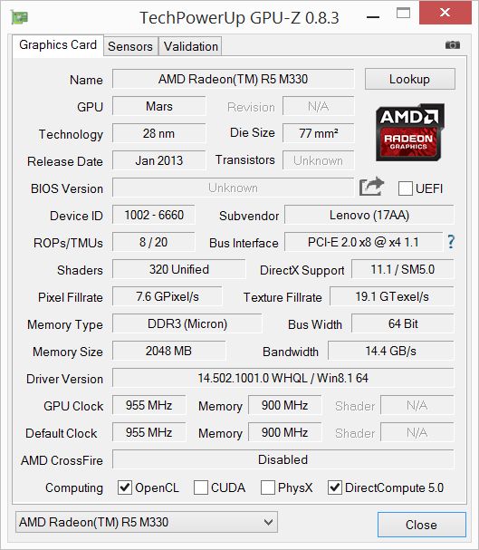 Amd Radeon R5 M330   Windows 7 X64 -  5