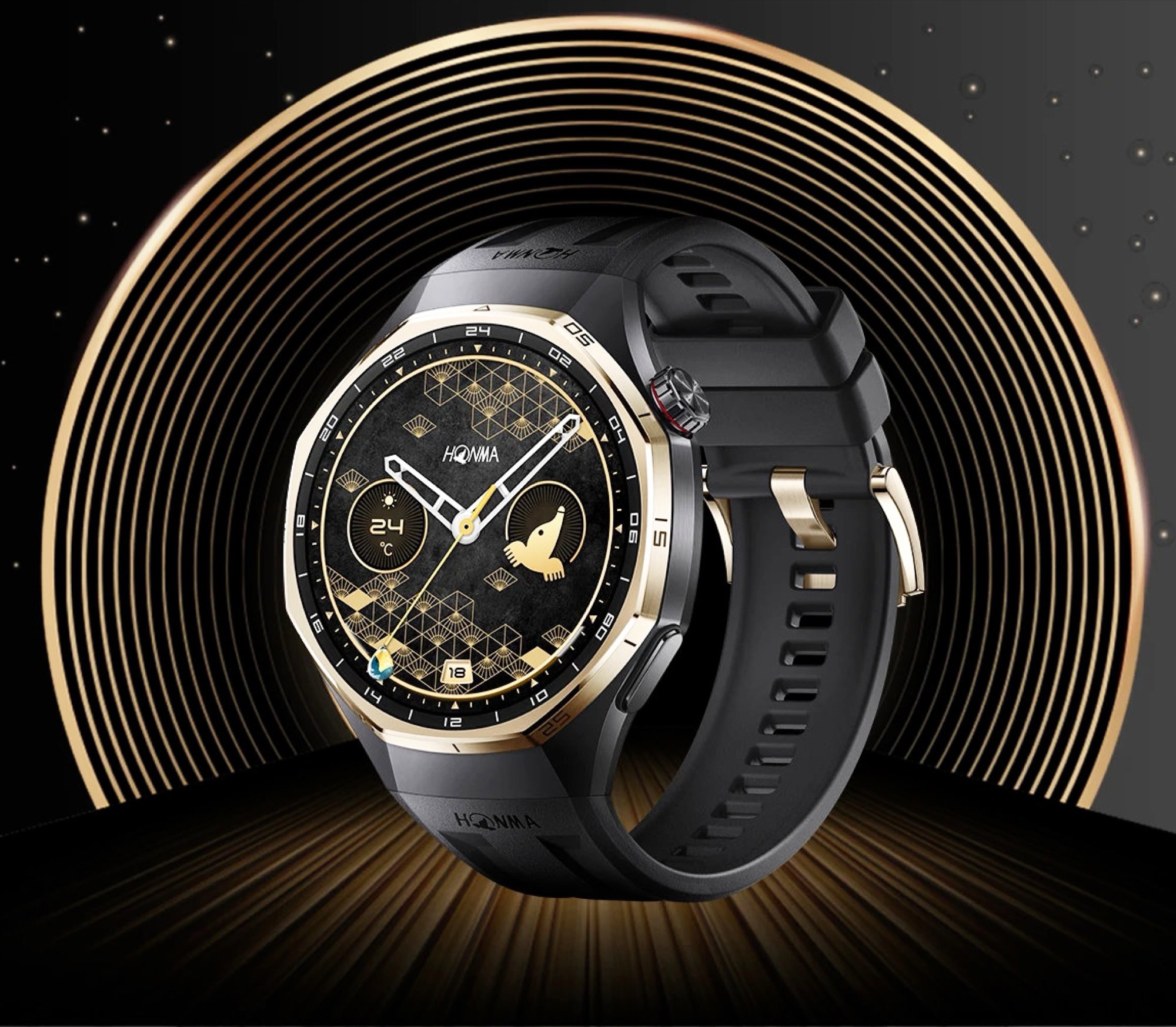 ラウンド用品・アクセサリー HONMA x HUAWEI WATCH GT 6 Pro 46mm Часы Honma x Huawei Watch GT 6 Pro с золотым титановым ободком