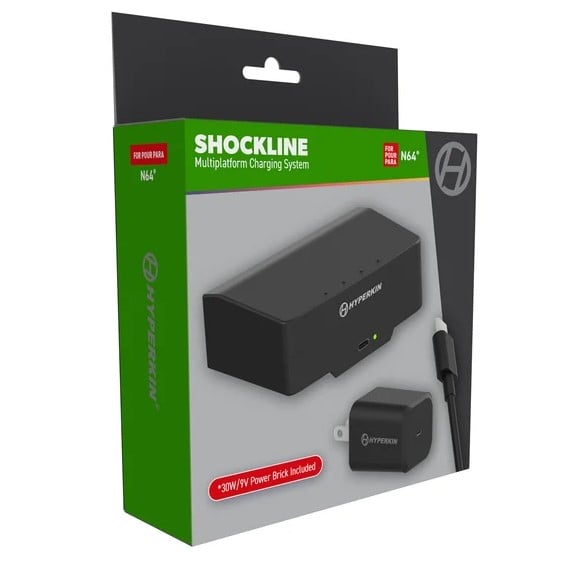 В комплект ShockLine для Nintendo 64 входит преобразователь, который подключается к разъёму питания консоли.