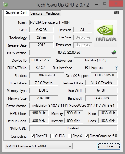 Nvidia Geforce Gt 740m   Windows 7 64 -  9