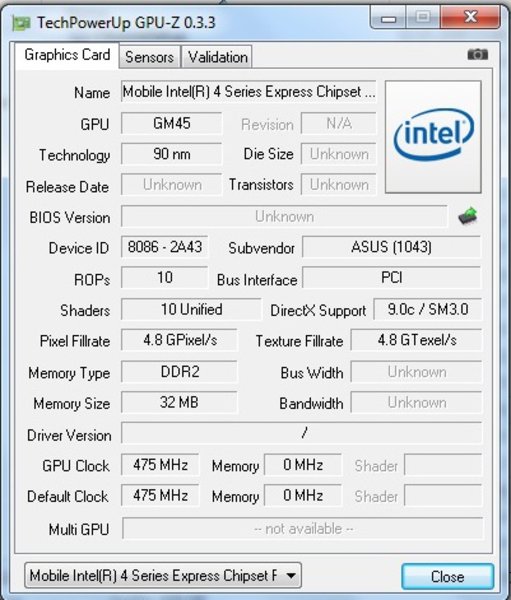 Intel GMA x4500. Mobile Intel 4 Series. Intel GMA 4500.