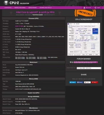 Снимок экрана CPU-Z Validator - частота взлома рекордов