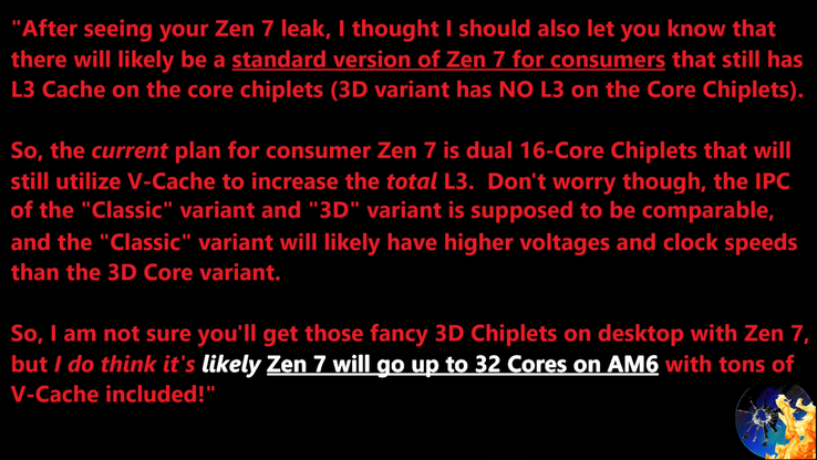 Утечка данных о количестве ядер процессоров AMD Zen 7 AM6. (Источник изображения: Moore's Law Is Dead на YouTube)