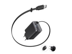 Зарядное устройство Anker Nano Charger (35 Вт) оснащено выдвижным кабелем USB-C, но не имеет складных штекеров. (Источник изображения: Anker)