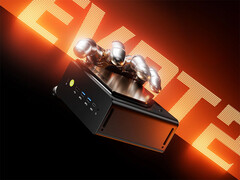 Стартовая цена GMKtec Evo-T2 выше, чем у Evo-X2, но в настоящее время он стоит дешевле. На фото: промо-изображение, показывающее часть мини-ПК.