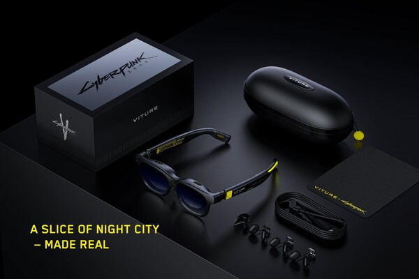 Очки VITURE x Cyberpunk 2077 Luma Cyber XR Glasses поставляются в специальной розничной коробке. (Источник изображения: Viture)