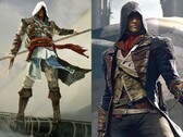Эдвард Кенуэй из Assassin's Creed Black Flag и Арно Дориан из Assassin's Creed Unity показаны бок о бок.