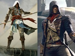 Эдвард Кенуэй из Assassin's Creed Black Flag и Арно Дориан из Assassin's Creed Unity показаны бок о бок.