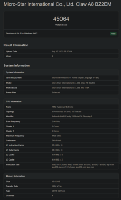 AMD Ryzen Z2 Extreme Geekbench GPU Vulkan (источник изображения: Geekbench)