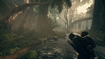 Изображение, показывающее лес в игре Ancestors: Одиссея человечества.