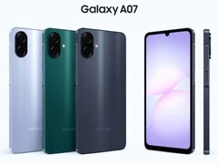 Три ожидаемых варианта расцветки Galaxy A07. (Источник изображения: Sudhanshu Ambhore via X)