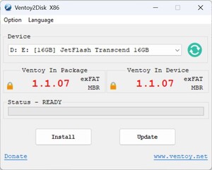 Запустите Ventoy - выберите флешку - установить