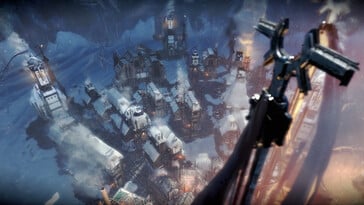 Изображение, на котором показаны здания в игре «Frostpunk».