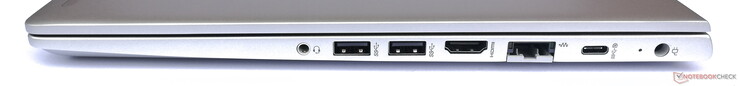 Справа: Аудиопорт, 2x USB A 3.1 Gen 1, HDMI, RJ-45 Ethernet, 1x USB C 3.1 Gen 1 + DisplayPort, гнездо питания