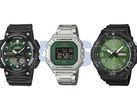 На фото (слева направо): Casio AEQ-110W-3A2V, W-218HD-3AV и MRW-210H-3BV.