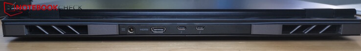 Задняя сторона: разъем питания, HDMI, 2x Thunderbolt 4