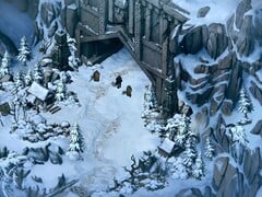 Изображение, на котором запечатлён заснеженный пейзаж из игры «Thronebreaker: The Witcher Tales».