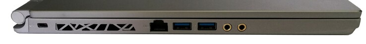 Левая сторона: замок Kensington, Ethernet, 2x USB 3.1, выход на наушники, микрофонный вход