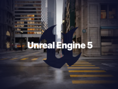 Логотип Unreal Engine 5 с отрисованным окружением на заднем плане (источник изображения: Epic)