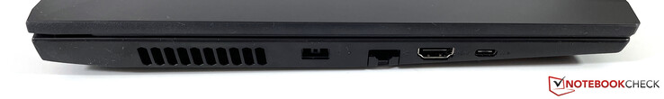 Левая сторона: разъем питания (slim tip), гигабитный Ethernet, HDMI 2.0, USB-C 3.2 Gen 1