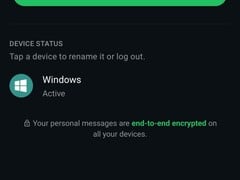 Настройки WhatsApp, в которых отображается список подключенных устройств и примечание о сквозном шифровании