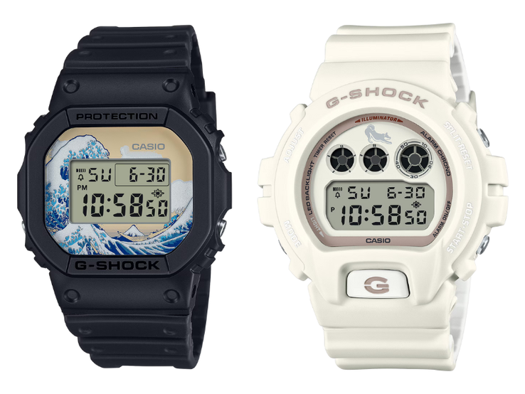 Старые модели часов Casio G-Shock DW-5600KHK24-1 (слева) и DW-6900SHB-7 (справа). (Источник изображения: Casio, отредактировано)