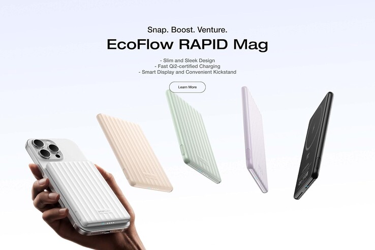 В настоящее время пауэрбанки EcoFlow Rapid Mag Power Banks доступны в трех цветах, хотя на маркетинговых изображениях (выше) их представлено пять. (Источник изображения: EcoFlow)