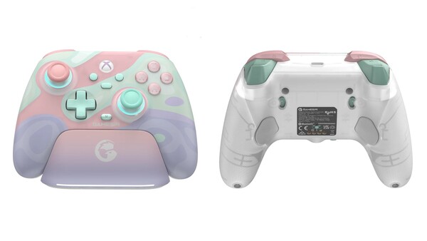 GameSir T7 Pro Sugar Whirl имеет док-станцию для зарядки и две задние кнопки.