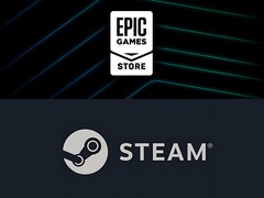 Логотип магазина Epic Games расположен над логотипом Steam (Источник изображения: Epic Games, Steam с правками)