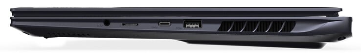 Правая сторона: аудио разъем, картридер (MicroSD), USB 3.2 Gen 2 (USB-C; DisplayPort), USB 3.2 Gen 2 (USB-A)