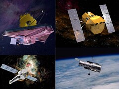 На снимке: космические телескопы JWST, Hubble, Chandra и Swift (Источник изображения: NASA; отредактировано)